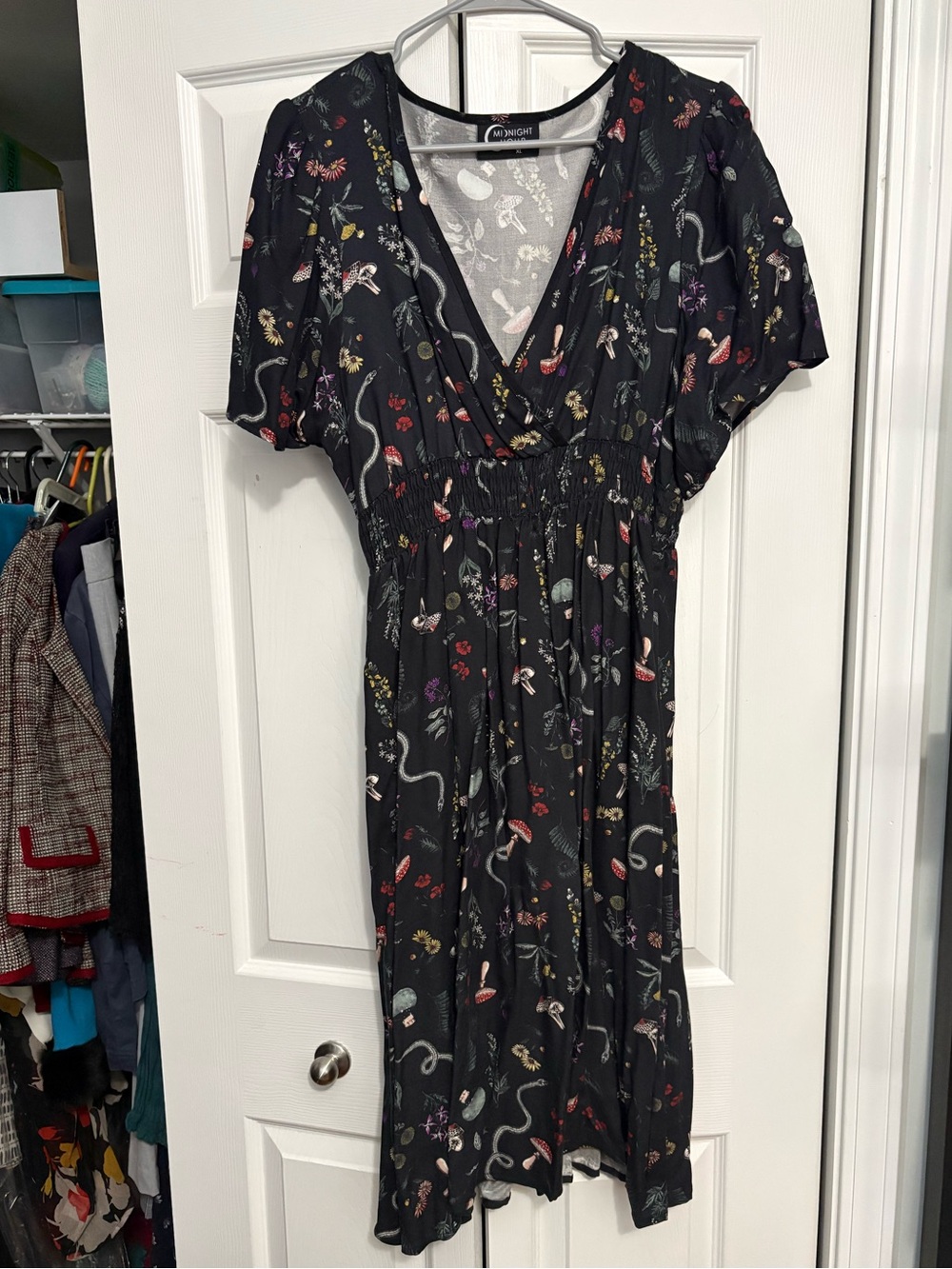 Botanical midi dress from Midnight Hour, 100% Rayon, elastic waist, XL